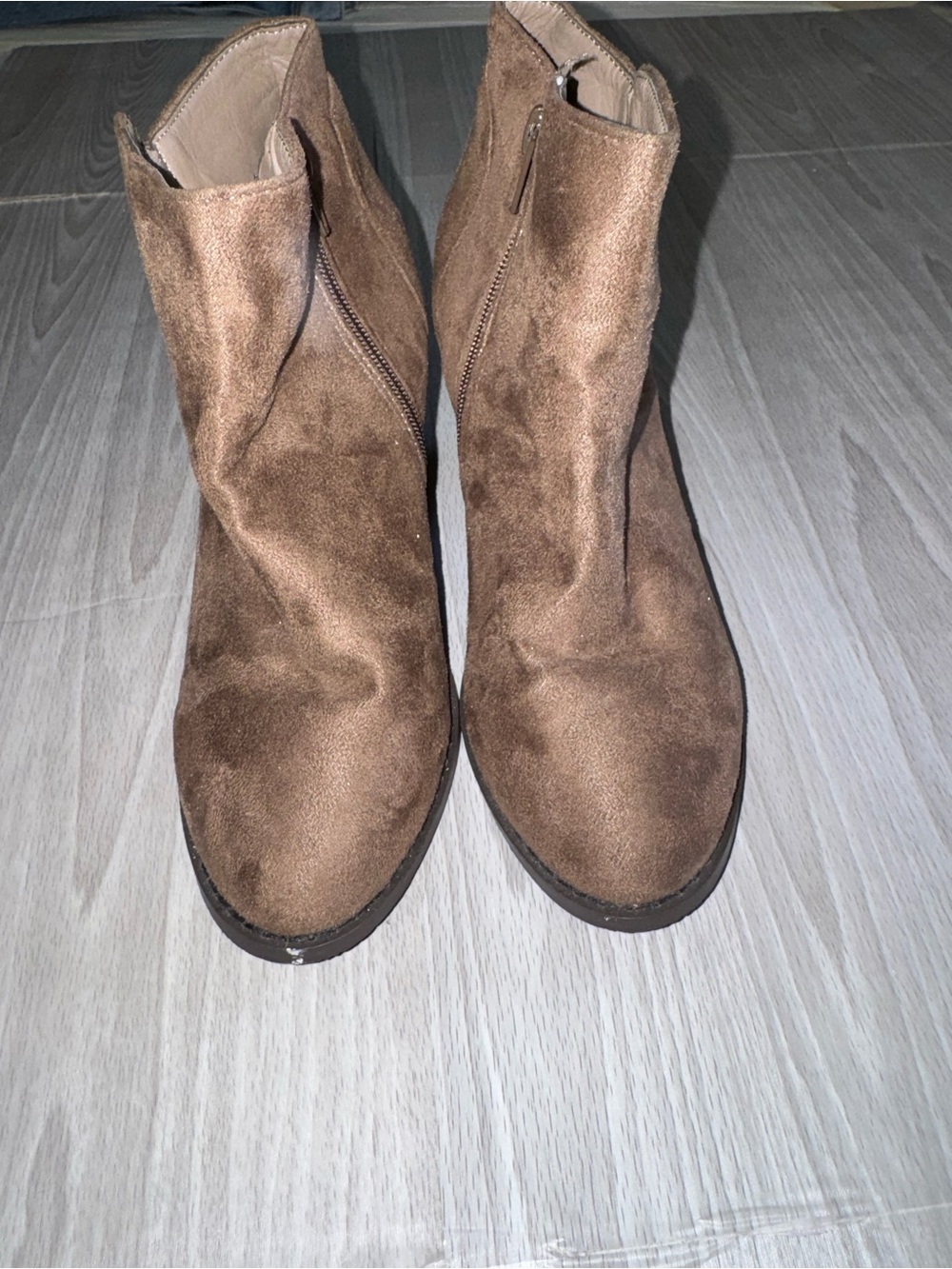 Women's Brown Suede Ankle Boots - Stylish Side-Zip